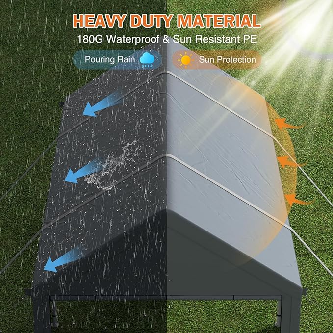 Carports 13X25 Heavy Duty,Portable Car Port Garage,Carport Canopy with Side Doors,Outdoor Car Shelter All Weather,Gray