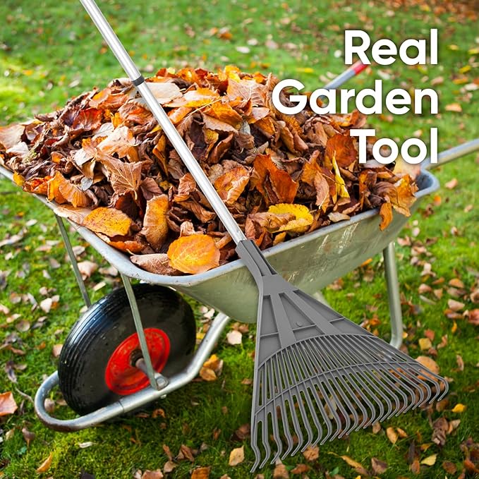 Superio Adult Rake with 3-Part Aluminum Handle, Durable Plastic Head to Sweep Leaves in Lawn and Tidying Up The Garden, 61"