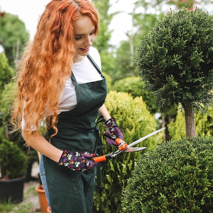 Bamllum Leather Gardening Gloves for Women - Working Gloves for Weeding, Digging, Planting, Raking and Pruning