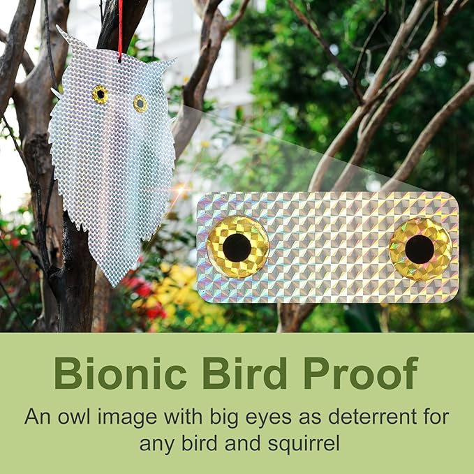 OFFO Owl Decoy to Scare Birds Away Bird Device (No Bell) for Woodpecker Pigeon Plastic Hanging Outdoors Reflective Keep Birds Away Home and Garden 1 PCS