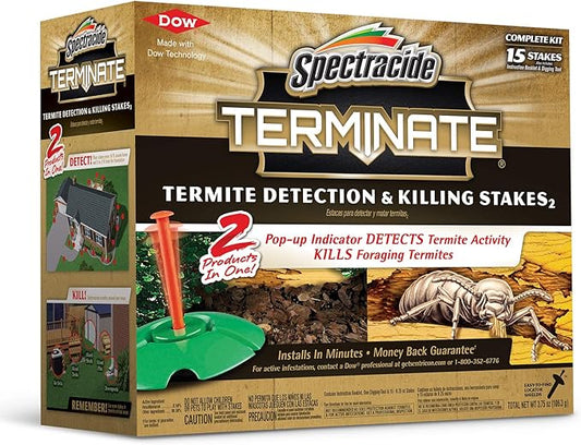 Spectracide Terminate Termite Detection & Killing Stakes, Kills Foraging Termites, Detects Termite Activity, 15 Count