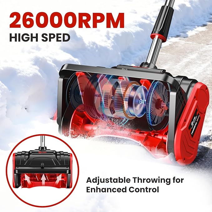 SILVEL Brushless Cordless Snow Shovel,40V 13-Inch 4.0Ah Snow Thrower,Battery Snow Blower with Directional Plate & Adjustable Front Handle (2 Batteries, Quick Charger & Scraper Bar Included)