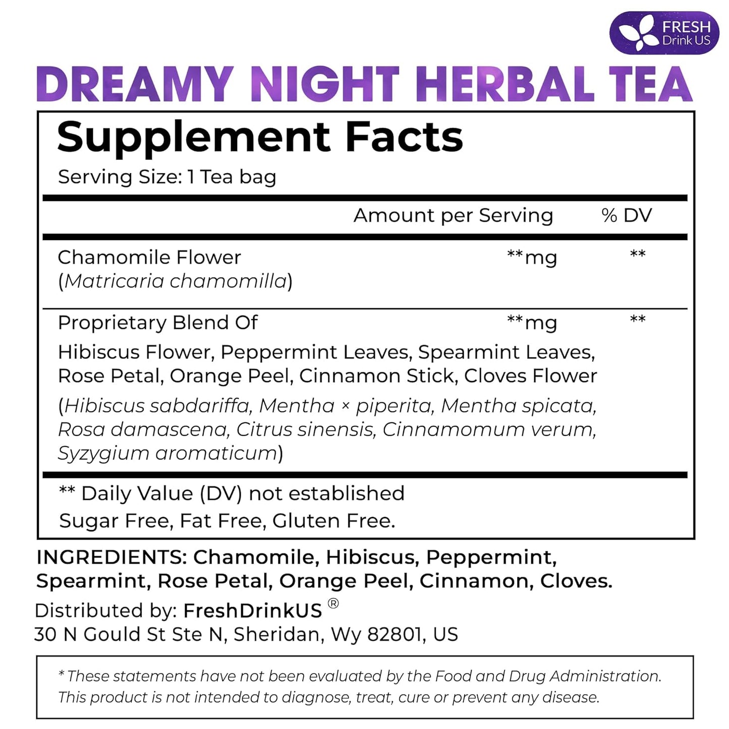 Refreshing Mint Herbal 60 Tea Bags – Special Blend Of Spearmint and Peppermint with Chamomile, and Top Herbal Ingredients for Digestive Comfort & Relaxation, Caffeine-Free, Naturally Sweet, Non GMO