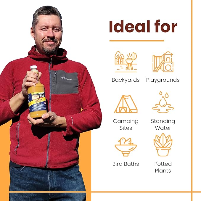 Natural Mosquito Control Spray Concentrate, Repels Mosquitoes, Ticks, Fleas, Flies, Gnats, and Chiggers Away. Makes up to 32 Gallons! (32 oz Concentrate)