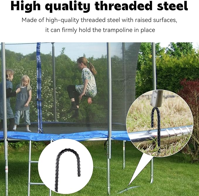 16 Inch J-Hook Rebar Stakes, HeavyDuty Anti-Rust Ground Anchors for Chainlink Fence, Garden Dog Fence, Sports nets, Camping Tent, Etc (20 Pack)