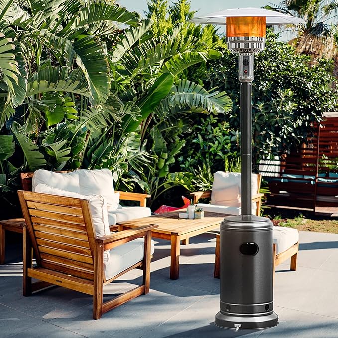 Giantex 50,000 BTU Propane Patio Heater for Outdoor Use With Wheels, Heat Lamp, Trip-over Protection & CSA Certified for Commercial and Household (Black)