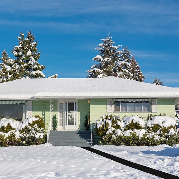 Baquler 1 Piece 25 ft Snow and Ice Melting Mats Roof and Valley Heater Ice Dam Prevention Heated Outdoor Mats Electric Snow Melting Mats for Winter Snow Removal