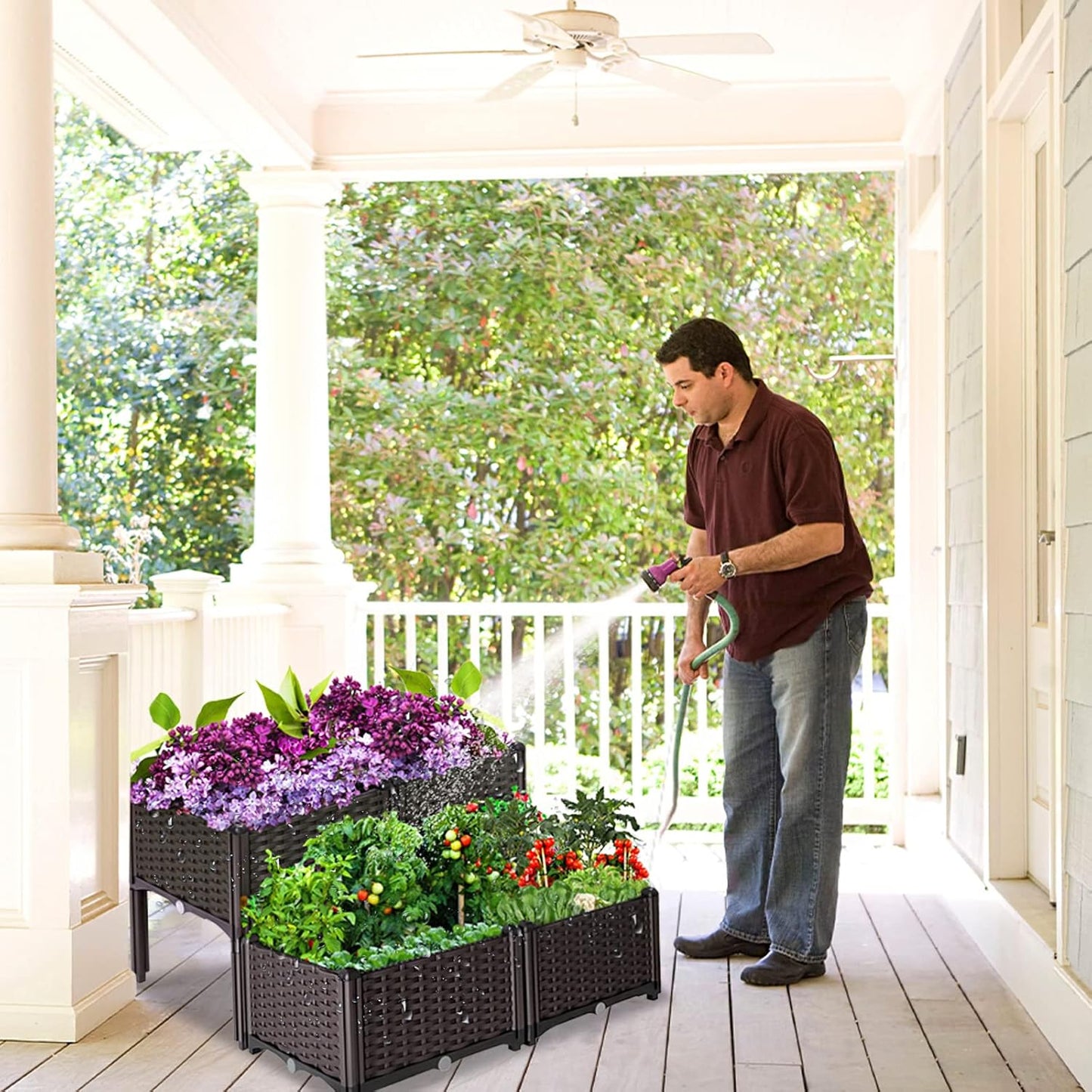 Raised Garden Bed with Legs, Elevated Plastic Planter Box for Outdoor Plants, Flowers, Vegetables and Herbs