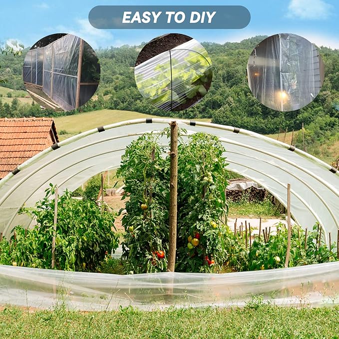 12x50 Ft Clear Greenhouse Film Plastic Sheeting, Greenhouse Polyethylene Plastic Film 6 mil Thickness Replacement Cover, UV Resistant, Plant Covers Freeze Protection for Windproof Frost& Dust Proof