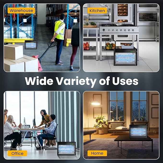 Black Modern Indoor Electric Bug Zapper, 2000 SQFT Coverage, 3500 Volts of Stunning Power, 40 Watts, Kills Mosquitos Gnats, Flys & More. 10 Year Warranty, X2 Free Repalcment Bulb (4 Pack)