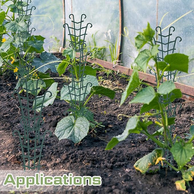 50 Pack Plant Trellis for Pots Garden Trellis for Potted Plants Flower Pots Support Stackable Plastic Mini Trellis for Climbing Plants Peas(Sheep Horn)