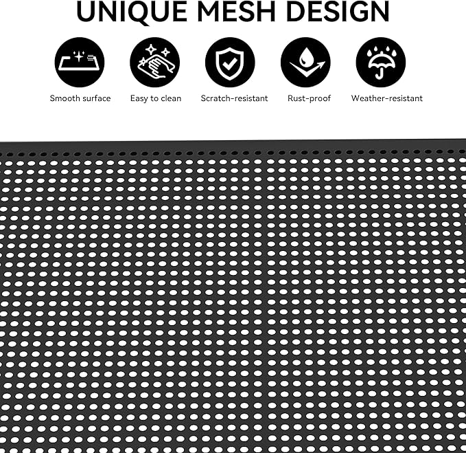 YITAHOME Metal Picnic Table, Powder Coated Outdoor Picnic Table with Heavy-Duty Steel Frame, Adjustable Seats & Umbrella Hole for Yard, Patio, Lawn, Party, Black, Square