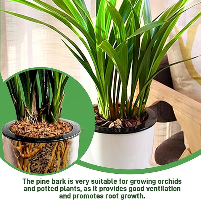 3qt Organic Orchid Potting Bark -Natural Mulch for Potted Plants, Root Development of Orchid Plants and Garden Soil Amendment Mix