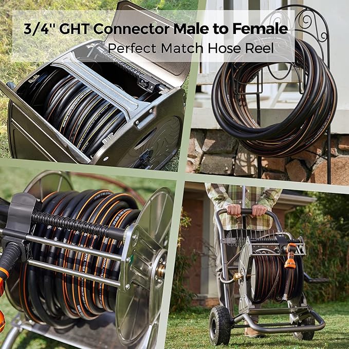 Giraffe Hybrid Garden Hose 5/8" x 100ft, Custom Length, NO Kink, Flexible, Leakproof Hose with Male to Female Fittings, 600 Burst PSI