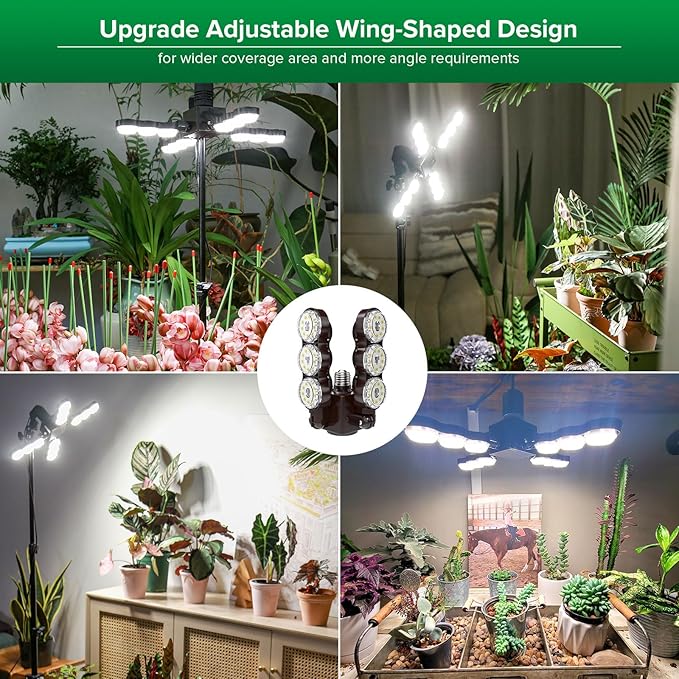 SANSI Grow Lights for Indoor Plants, Dimmable Full Spectrum LED Grow Light with Remote Control, Auto On Off 4 8 12 Hrs Timer, 80W (800 Watt Equiv) Plant Lights for Indoor Greenhouse, E26 Base