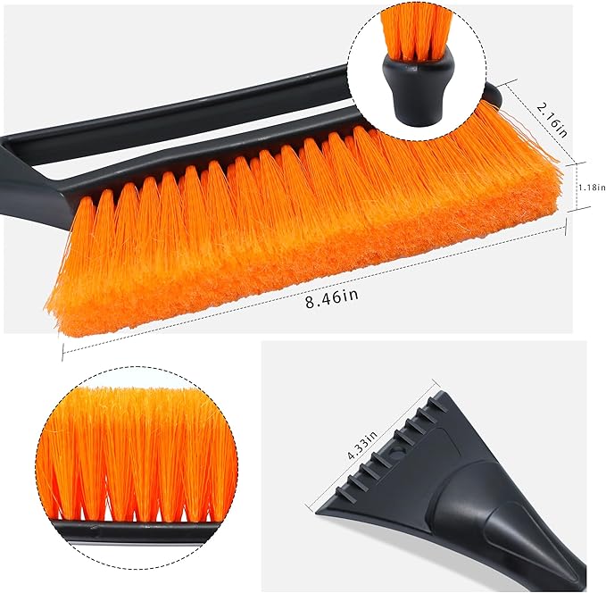 37'' Snow Brush and Ice Scraper for Car Windshield, Aluminum Extendable Snow Removal Tool for Car Window with Foam Grip for SUV Truck Auto Vehicle Winter Accessorie - Orange