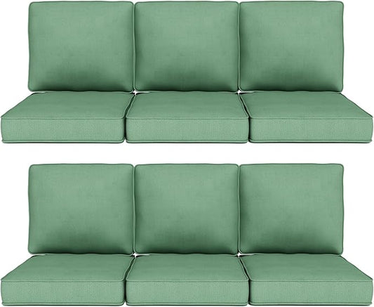 Outdoor Chair Cushions 23" x 24" x 4", Patio Deep Seat Replacement Cushions Set with Zippered Removable Cover, Weather-Resistant Olefin Fabric for Garden Chair Sofa Couch, Set of 6, Green