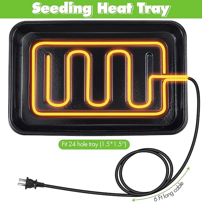 Saillong Seed Starter Tray with T8 Grow Light, Seedling Heat Tray with 15'' x 8.2'' Adjustable Height Humidity Domes, Plant Germination Propagation Kit for Planting Seeds, Mini Greenhouse Indoor