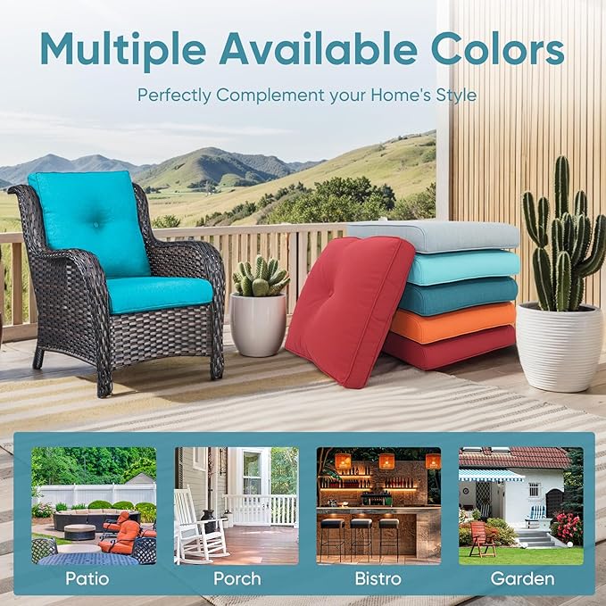 9-Piece Outdoor Patio Cushion Set - Fade & Water Resistant with Removable Olefin Cover, 22x24x4 Inch Memory Foam Cushions for Wicker Sectional Sofa – Teal/Buckle