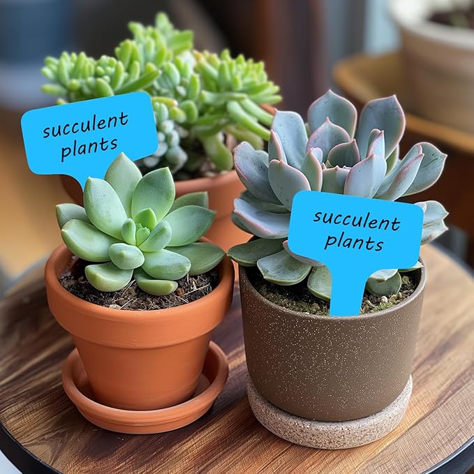 Plant Labels 200 Pcs Yuanling T-Type Plastic Garden Tags Waterproof Plant Sign Stakes Nursery Garden Makers for Seedlings Flower Vegetables Herb Potted Belt Permanet Marker Pen (Blue)