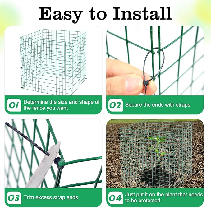 4 Packs Wire Plant Protectors,15.3" X 15.3" Wire Mesh Plant Protector cage,DIY Garden and Vegetable Protectors,Plant Cage to Protect Plants from Animals