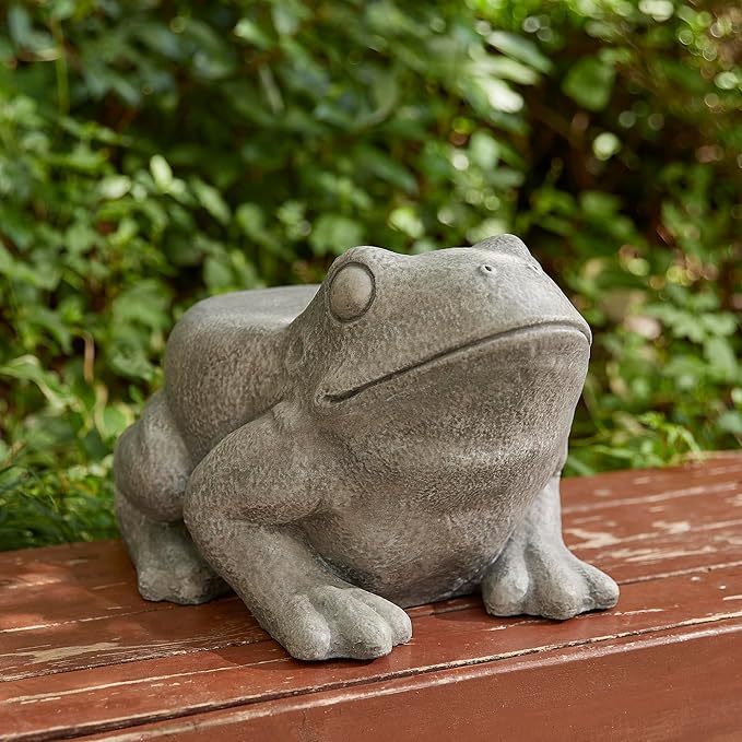 Glitzhome MGO Frog Garden Statue or Planter Stand Indoor and Outdoor Decoration, 15.25" L