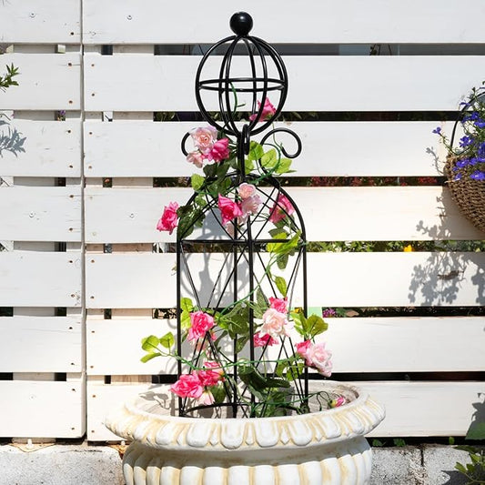 Garden Obelisk Trellis for Climbing Plants - 27.1" x 7.8" -Durable Metal Design, Rust-Proof, Ideal for Indoor & Outdoor Use, Perfect for Roses, Topiaries, and Garden Decor