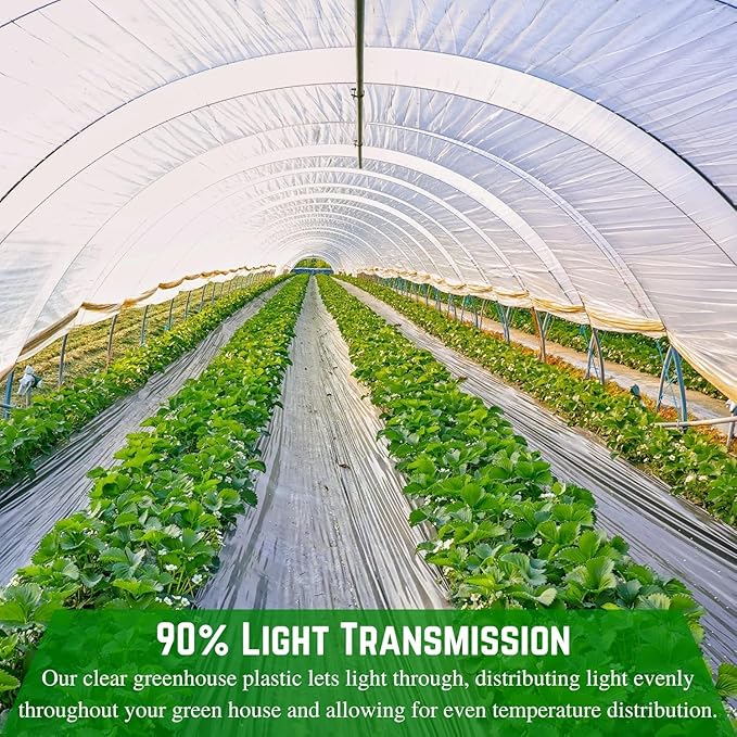 Farm Plastic Supply - 4 Year UV Tube 6 mil Clear Greenhouse Plastic Sheeting - 4 Year UV Resistant Polyethylene Greenhouse Film, Hoop House Green House Cover for Gardening (14' x 40')