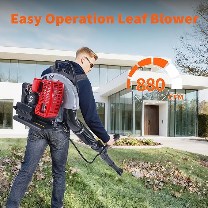 66CC Backpack Blower, 4-HP 2-Cycle Gas Leaf Blower with 880 CFM & 320 MPH, Backpack Leaf Blower, Powerful Clearing Performance for Wet Leaf & Debris Clean & Snow Removal