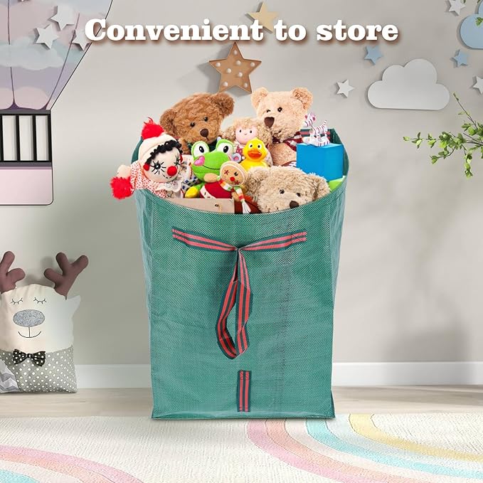 Leaf Collector Bags, Collapsible Yard Waste Bag 4-Pack – 40-Gallon Reusable Garden Bags for Leaves, Grass Clippings, Parties, Laundry & Camping (Dustpan-Type Design)