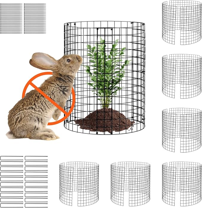 VEVOR 6 Pack Plant Protectors from Animals, 12.6'' Dia. x 14'' H Chicken Wire Plant Protector, Plant Cages for Outdoor Plants, Flowers & Vegetables, Keeps Bunny Chicken Squirrels Out, 18pcs Metal Mesh