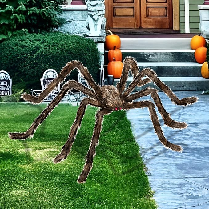 Halloween Decorations Outdoor and Indoor,78" Giant Spider Decorations,Scary Large Spider Props for Yard Lawn,Halloween Party Decorations,Haunted House Decor,Golden