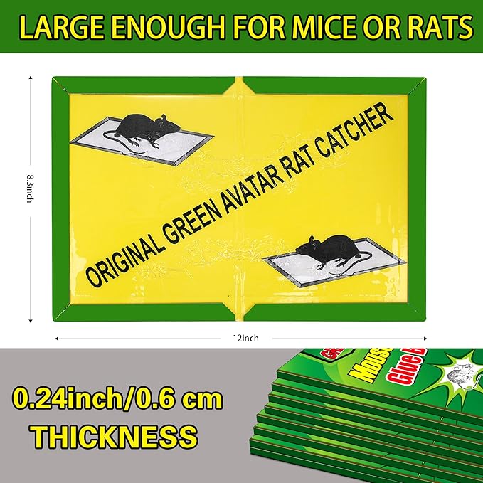 Ezoon 24 Pack Large Mouse Glue Traps with Enhanced Stickiness, Sticky Rat Snake Mouse Traps Pad Board for House Indoor Outdoor, Easy to Set, Extra Large (8.3" x 12")