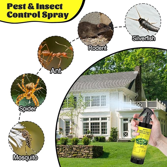 Upgrade Pest & Insect Control Spray,Silverfish Repellent Indoor & Outdoor, Spider & Ant Control for House, Peppermint & Cedar Oil Formula | Plant-Based, Pet-Safe Pest Defense