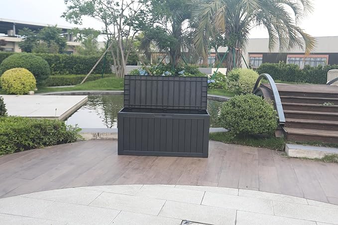 BTEXPERT 75 Gallon Outdoor Storage Container Deck Box for Patio Furniture Garden Tools Cushions Sports Equipment Waterproof Lockable Stainless Steel insert UV Resistant