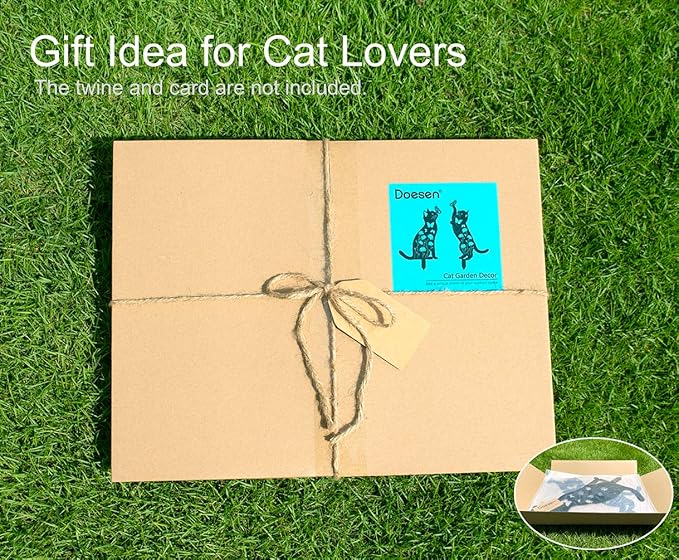 Cat Garden Decor for Outside,17” Metal Cat Decorative Garden Stakes, Gifts for Women/Men/Cats Lovers Gifts, Black Cats Silhouette Outdoor Decor, Rust Proof/Weather Resistant Kitty Yard Art