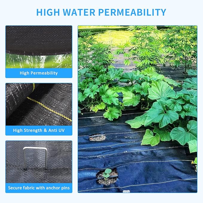 6ft x300ft Black Weed Barrier Landscape Premium Fabric-Heavy Duty Woven Ground Cloth with Superior Permeability Weed Control Convenient Design