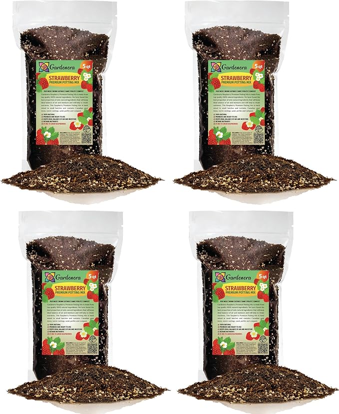 Strawberry Premium Potting Soil Mix - Ideal Blend for Growing Robust and Flavorful Strawberries - 20 Quart