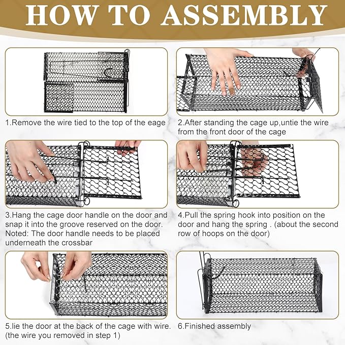 Qualirey 6 Pcs Humane Rat Trap Small Chipmunk Mouse Squirrel Cage Rodent Animal Mice Voles Hamsters Cage Catch and Release Trap for Home Garden Indoor Outdoor(15.4 x 5.5 x 5.5 Inch)