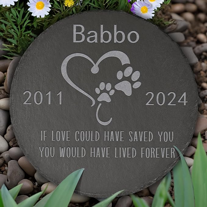 Pet Memorial Stone Pet Garden Statue - Pet Memorial Gifts - Pet Tombstone - Pet Loss Gift - Loss of Pet Stone - Round