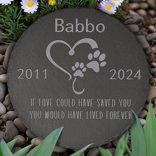 Pet Memorial Stone Pet Garden Statue - Pet Memorial Gifts - Pet Tombstone - Pet Loss Gift - Loss of Pet Stone - Round