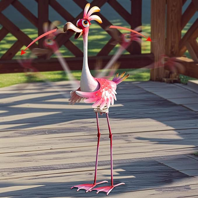 Natelf Flamingo Metal Yard Art Garden Sculpture Flamingo Outdoor Decorations Large Garden Statues for Yard Patio, Porch, Home for Women, Mom, Grandma