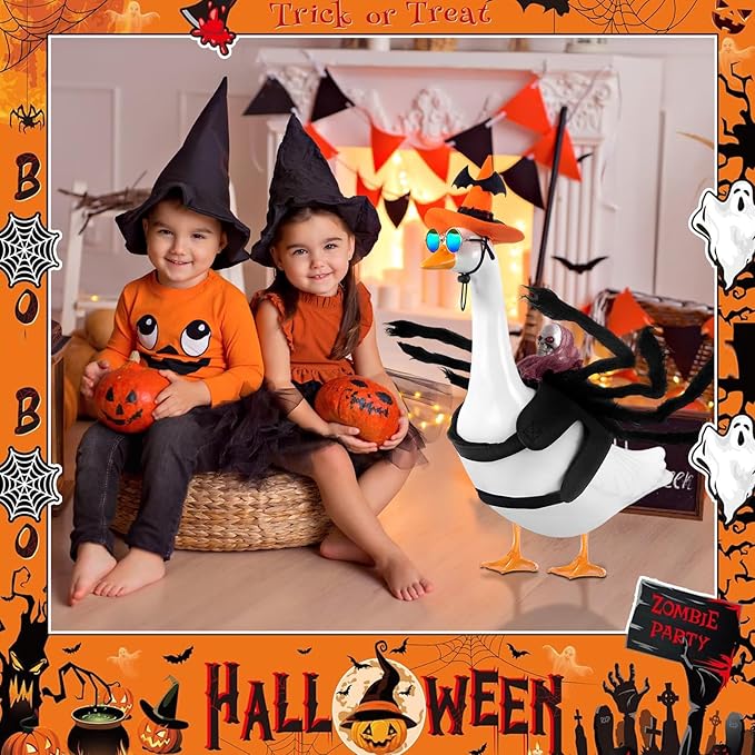 Goose Outfits Halloween Costume for Cement Plastic Duck,Porch Goose Clothes,Halloween Party Decorations Indoor Outdoor Home Yard Door Décor