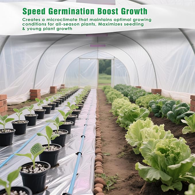 10 FT x 50 FT Plant Covers for Frost & Sun Protection, Thick 1.2 oz/yd² Frost Cloths Blankets to Extreme Low -4 °F Temperatures, Reusable Floating Row Covers for Outdoor Garden Vegetables Seedlings