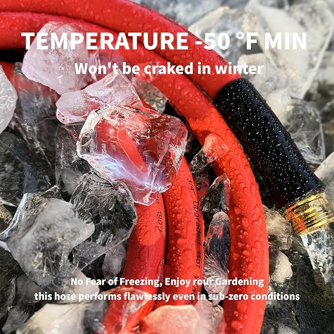 Garden Hose 15 ft x 3/4” Hot/Cold Heavy Duty Water Hose,-50°F to 190°F,Burst 600Psi Flexible Upgraded Rubber Hoses,3/4” Solid Fittings for All-weather Outdoor Lawn & Garden