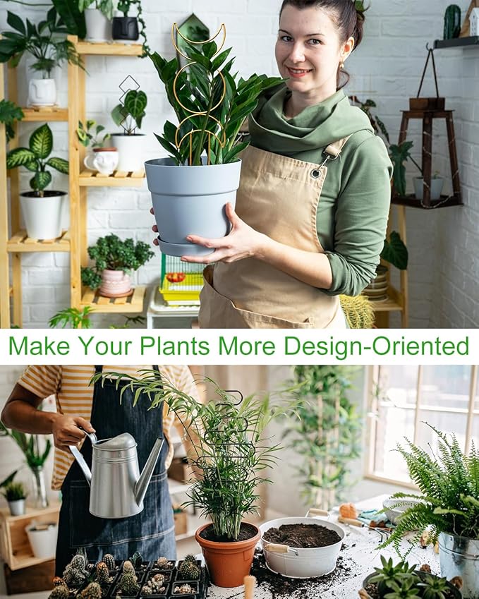 4 Pack Indoor Climbing Plant Trellis, Small Trellis for Potted Plants Outdoor, Metal Garden Trellis Plant Support Trellis with Different Patterns for Vine Ivy Flower (Golden)