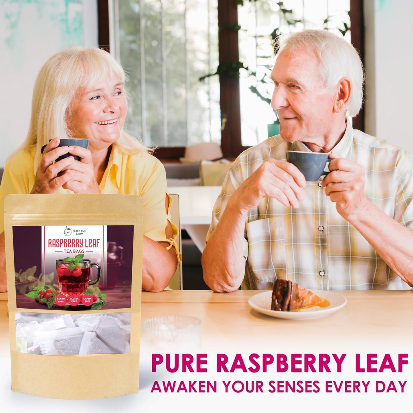 Nhat Anh Farm - Premium Red Raspberry Tea Bags - 40 Dried Red Raspberry Leaf Tea Bags, 100% Natural & Pure Raspberry Leaf, Sugar/Caffeine/Gluten Free. Good For Female Health.