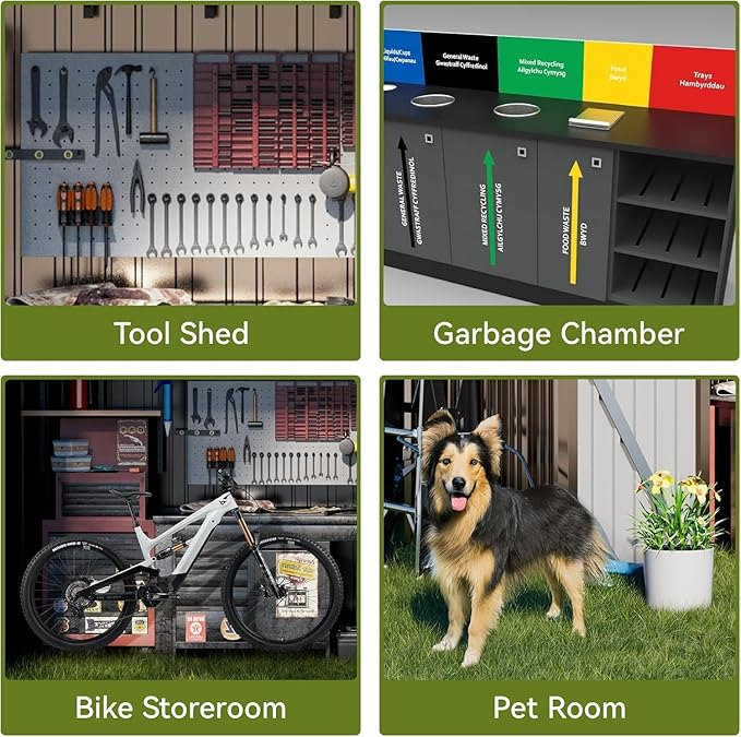 COMHOMA Shed Outdoor Storage Shed Metal,Lockable Doors Tool Sheds with Sloping Roof,Steel Garden Shed with Air Vent for Backyard,Patio,Lawn,Poolside (Brown, 6'*4')