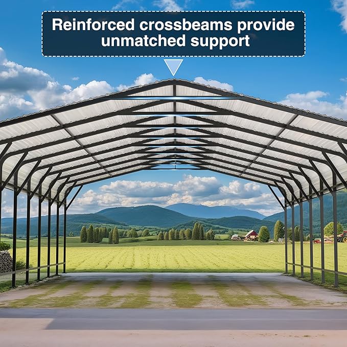 20x40 FT Metal Carport Canopy Heavy Duty with Reinforced Base and Galvanized Steel Roof & Frame, Garage Shelter for Cars, Boats and Trucks