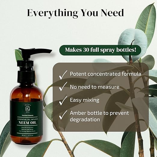 Neem Oil for Plants (Makes 480 fl oz) Infused with Lavender, Peppermint & Rosemary Essential Oils (2.7 fl oz)
